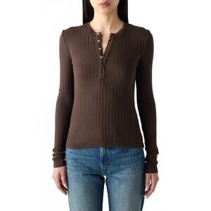 NEW AMO lottie long sleeve top in mocha